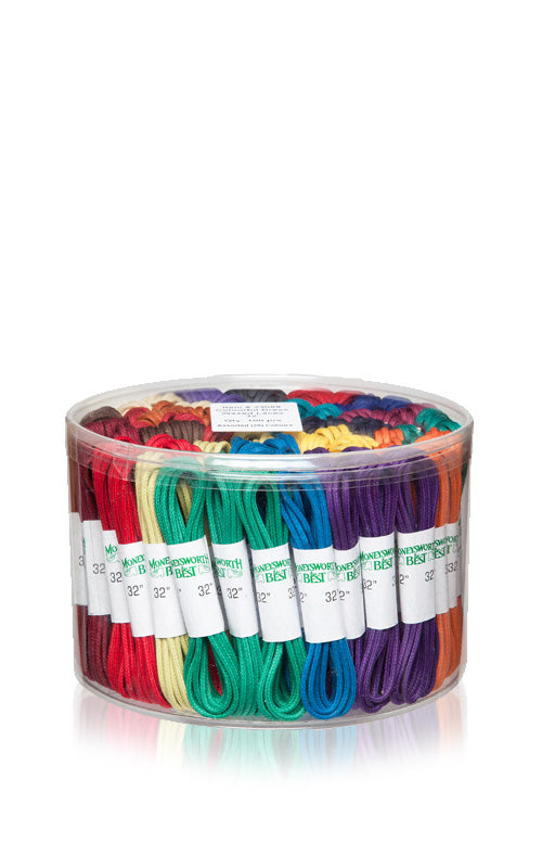 Dress Waxed Laces Multi Colored 32” (100 ct tub)